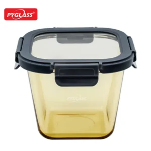 Amber color high borosilicate glass food storage container glass lunch box for kitchen